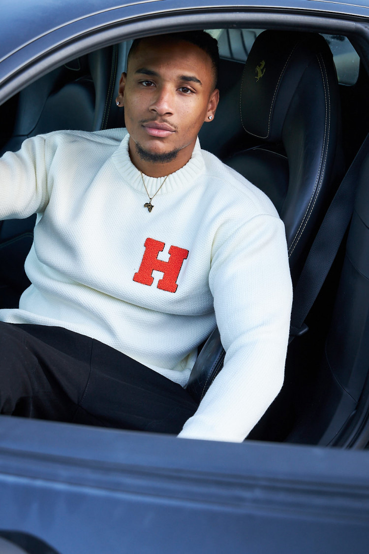 Pull blanc en maille à logo 