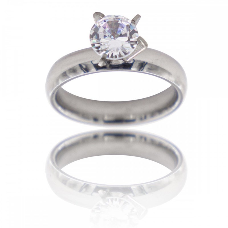 Bague Femme Acier Solitaire DIAMELA