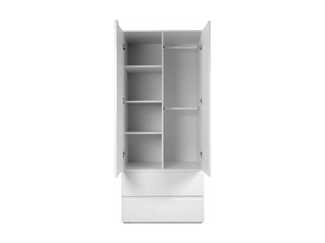 Armoire 2 portes 2 tiroirs blanc- L80 x H191 x P55 cm