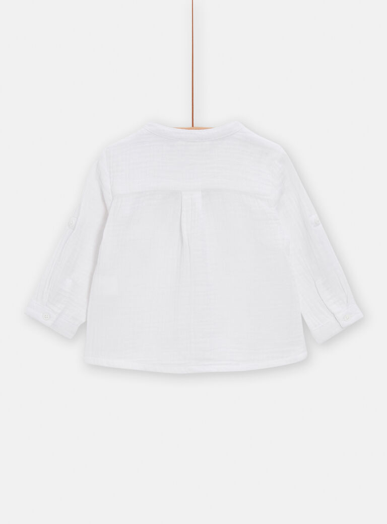 Chemise blanche à col tunisien pour bébé garçon
