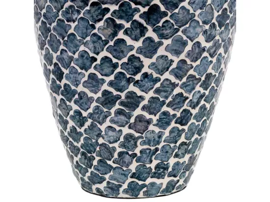 Vase en bois, capiz et rotin gris D25x59h cm