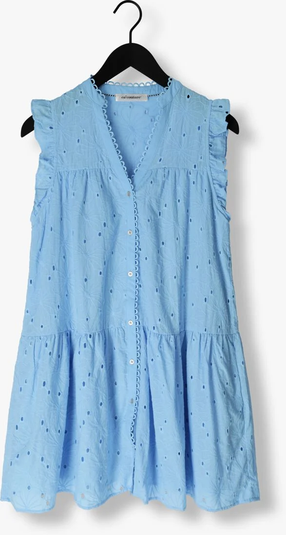 CO\\'COUTURE lichtblauwe co'couture mini jurk pola anglaise ss dress