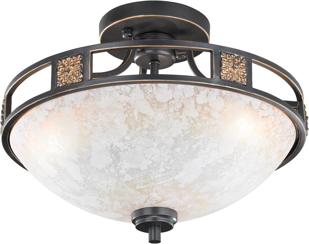 Trio Leuchten LED Deckenleuchte Quinta 608100324, Metall rostfarbig, Glas champagnerfarbig, exkl. 3x E27