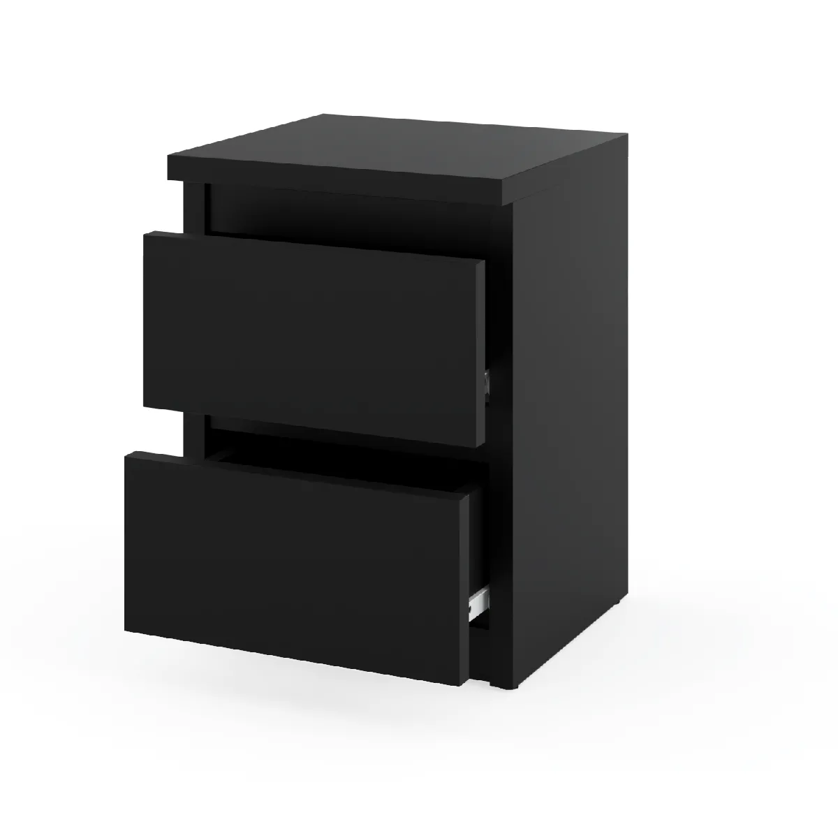 Table de chevet - Noir Matt - 2 tiroirs