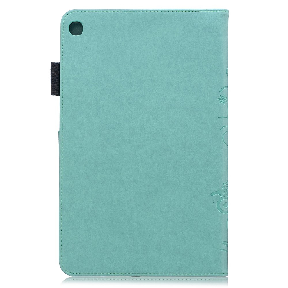Samsung Galaxy Tab A 10.1 (2019) Leder Tasche Flip Cover Schmetterlinge und Blumen - Türkis