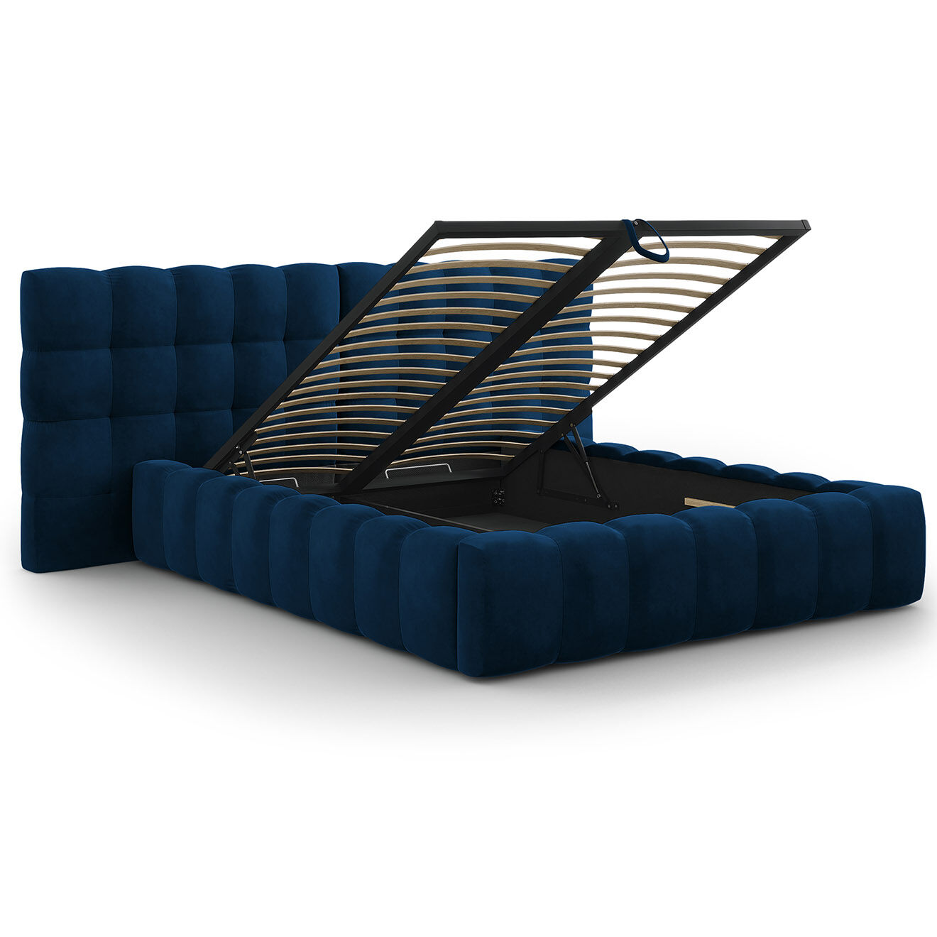 Cosmopolitan Design Lit avec coffre de rangement Bali Velours bleu roi - 160x200 cm