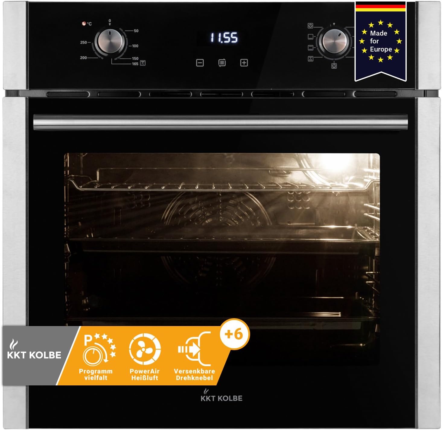KKT KOLBE Backofen 60 cm Autark | 70L | 2,8kW | Pizzafunktion | Grill | Umluft | Heißluft | Timer | Wärmeschutzverglasung | EB8005ED