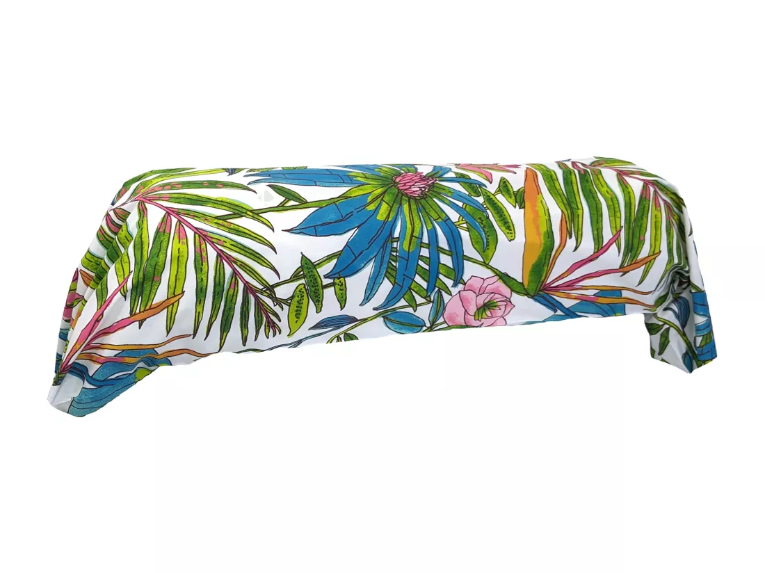 Taie de traversin 240x43 cm coton SUMATRA bleu Paon
