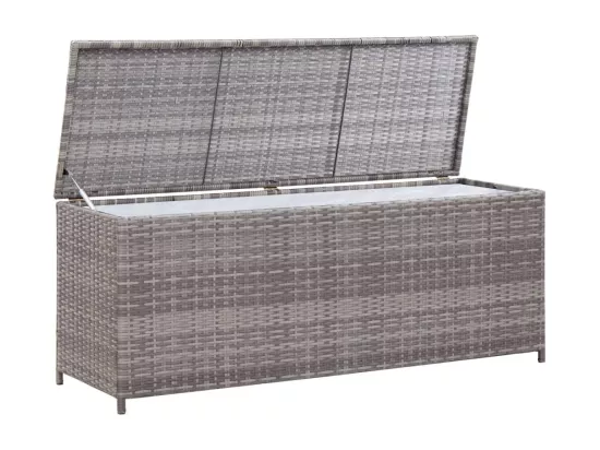 Boîte de rangement de jardin gris 120x50x60 cm résine tressée