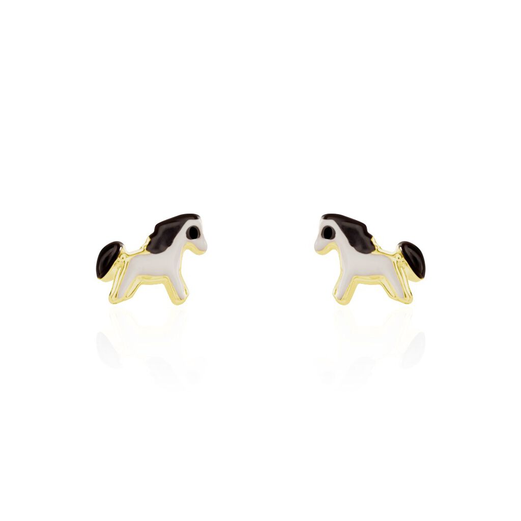 Boucles D'oreilles Puces Heldea Cheval Or Jaune