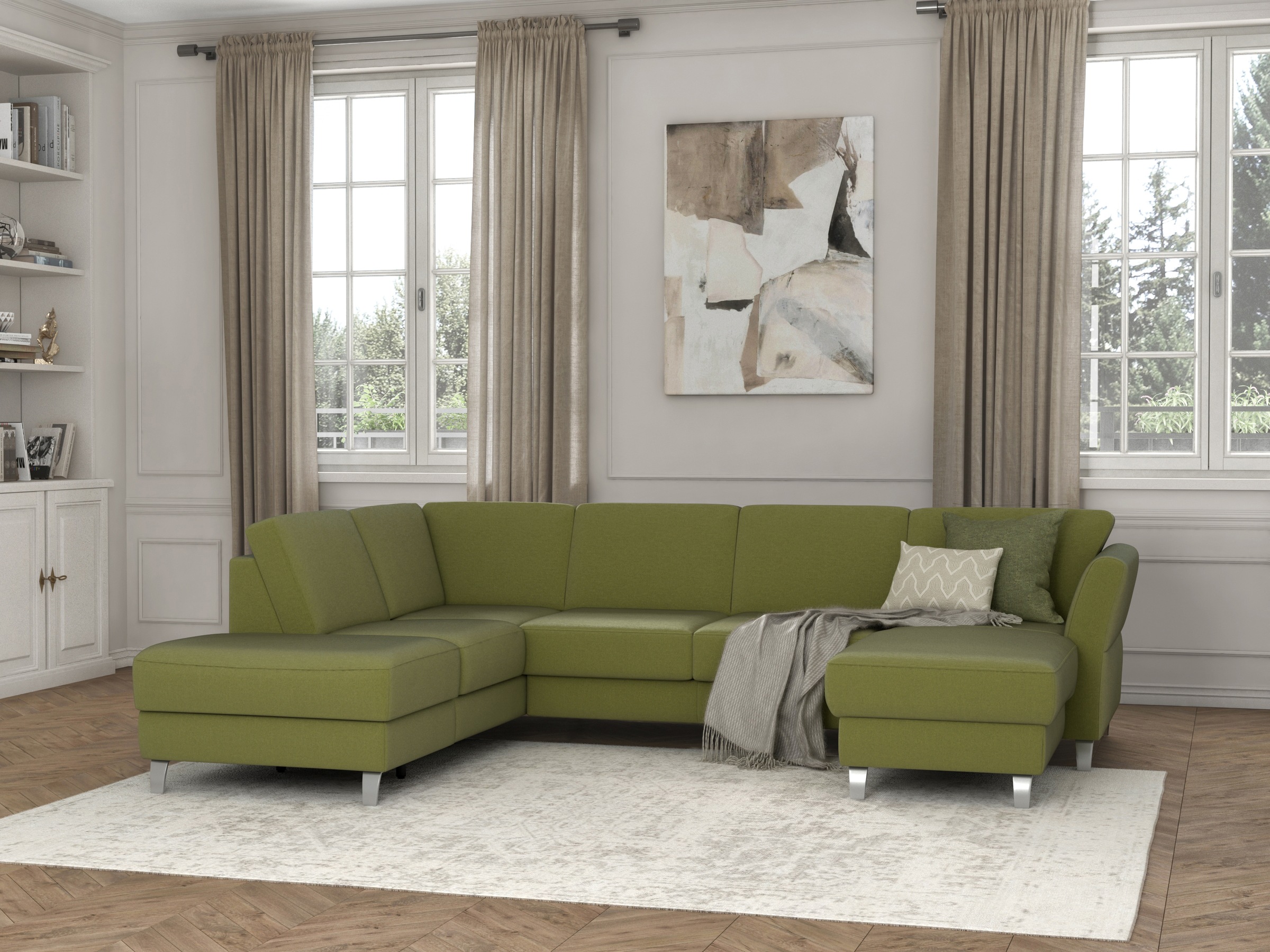 sit&more Wohnlandschaft »Visby U-Form« Wahlweise mit Bettfunktion und Stauraum, frei im Raum stellbar