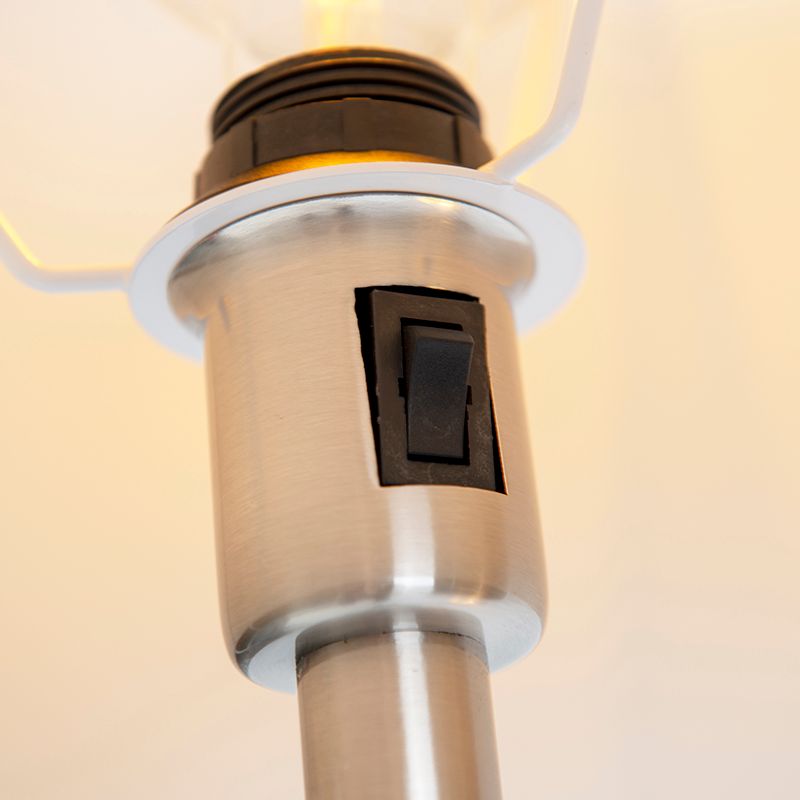 Klassieke vloerlamp staal met witte kap en leeslampje - Retro