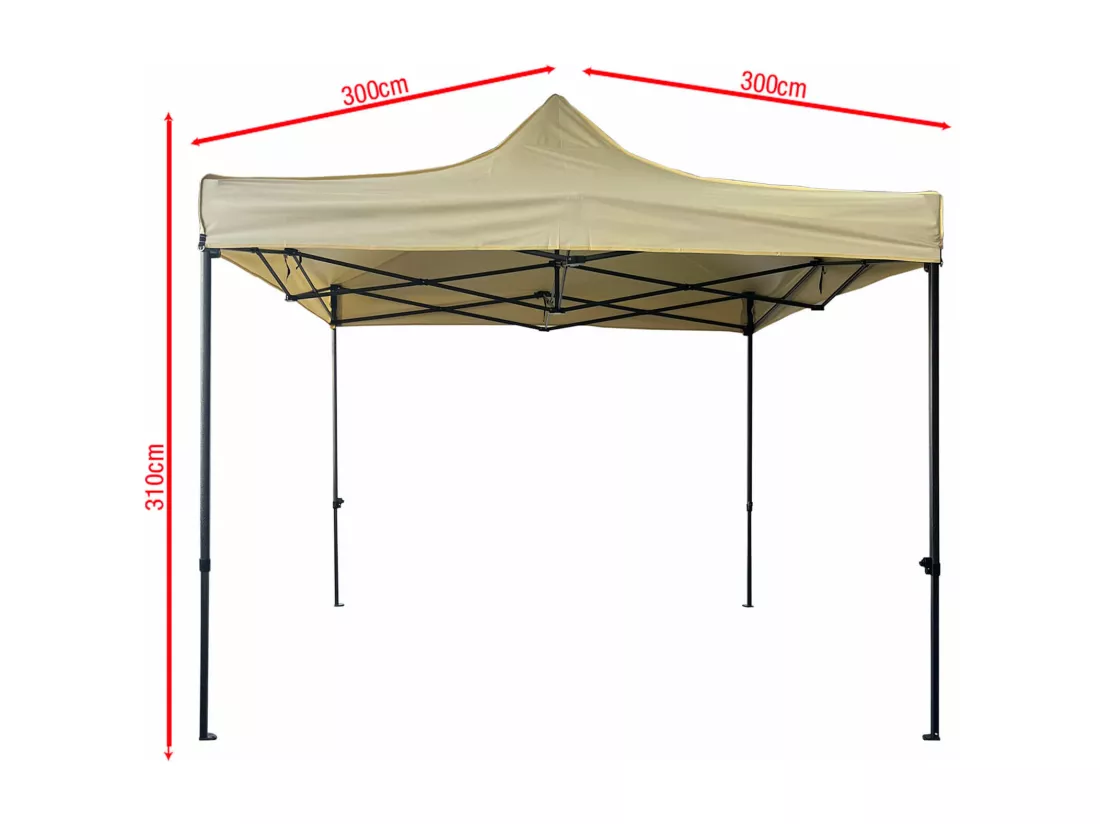 Gazebo Aneto 3x3 m Polyester Métal Beige Noir