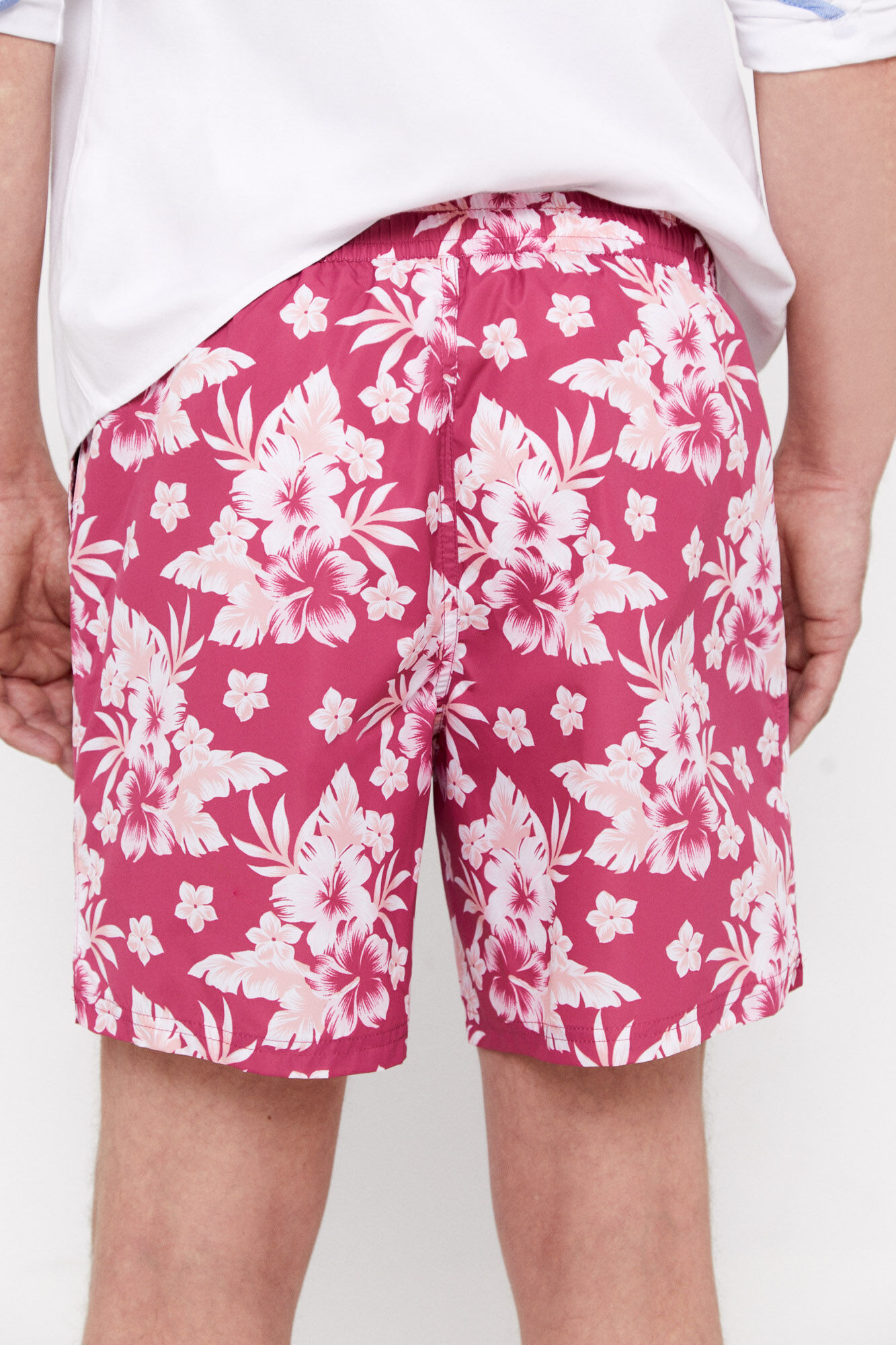 Maiô com estampa floral tropical - Fúcsia