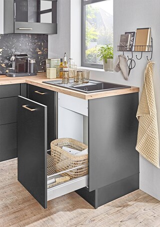 Winkelküche Touch links Lacklaminat Schwarz supermatt ca.305x175cm