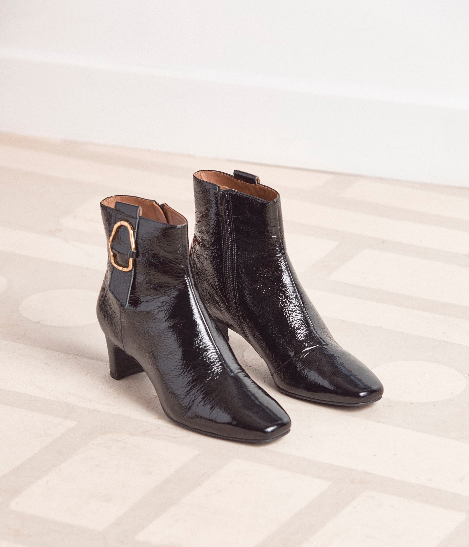 Bottines en cuir froissé Bonnie