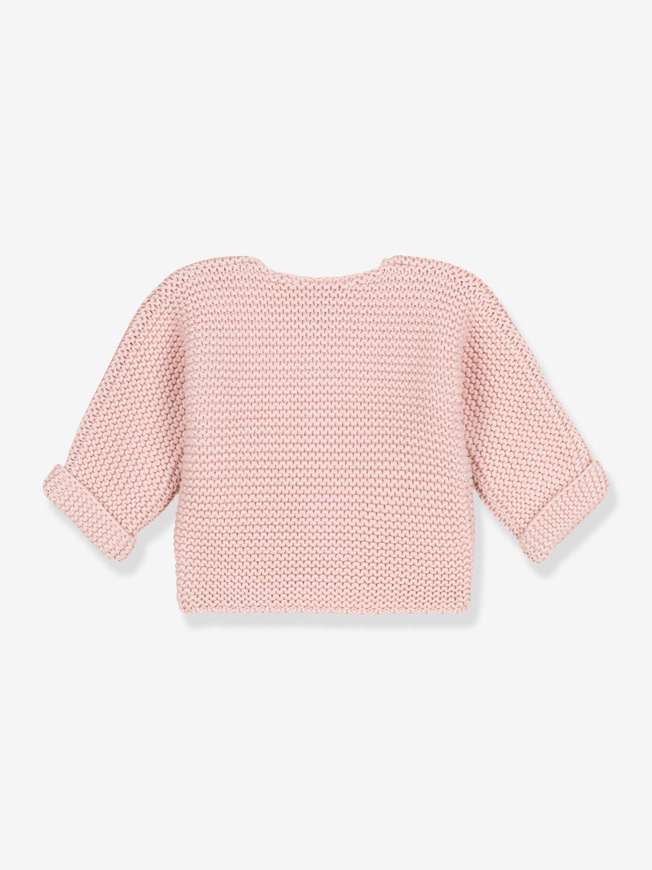 Casaquinho de malha felpudo de algodão orgânico para bebê PETIT BATEAU, branco