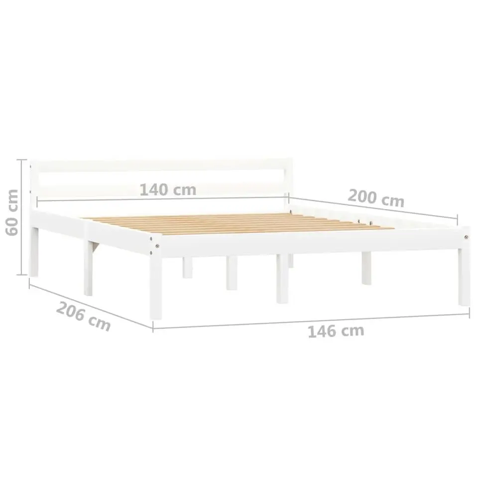 vidaXL - Bed frame met hoofdeinde - Wit - Massief grenenhout - 140x200 cm