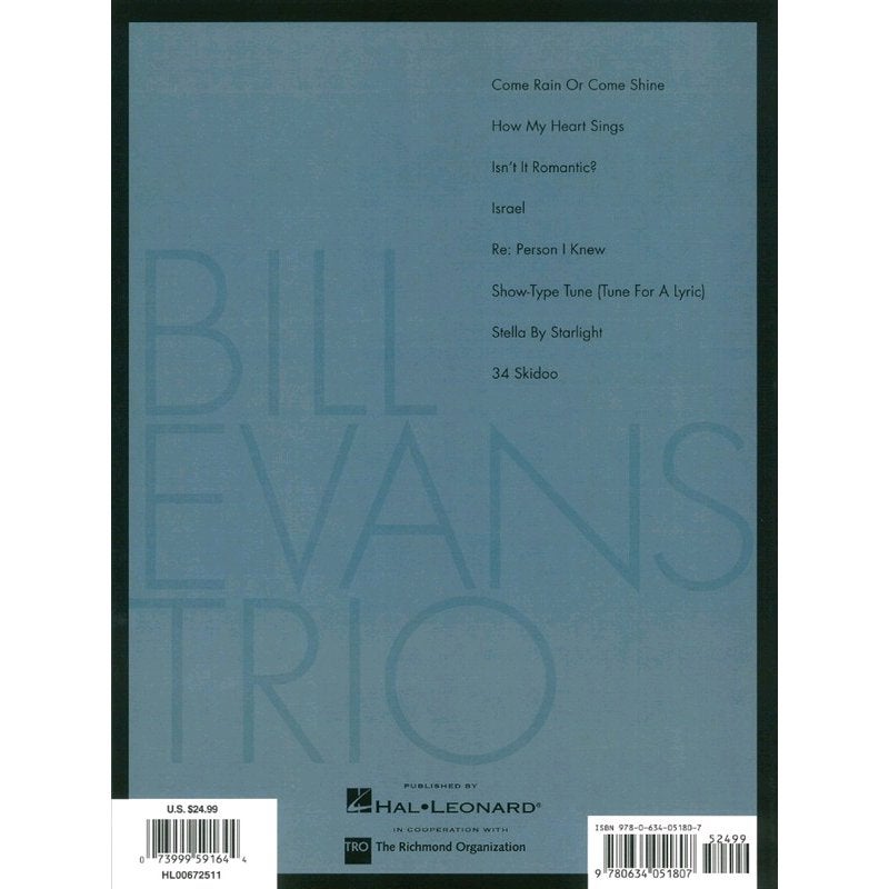 Hal Leonard - The Bill Evans Trio: Volume 2 piano, bass, drums