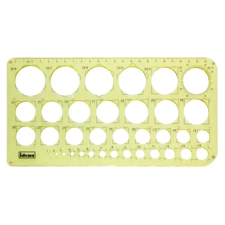Idena Kreisschablone mit 23 cm Lineal, Ø 1 36 mm