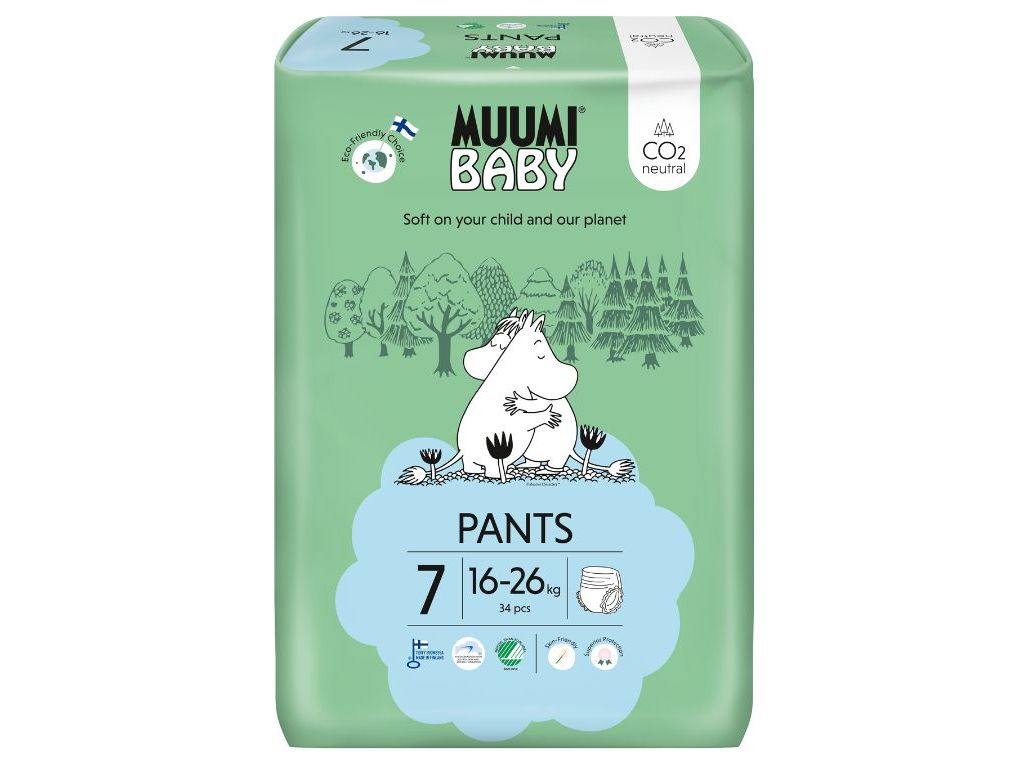FRALDA CUECA MUUMI BABY TAMANHO 7 (16-26 KG) 34UN