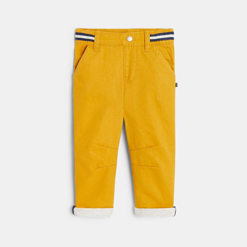 Pantalon coton taille élastiquée jaune bébé garçon Jaune