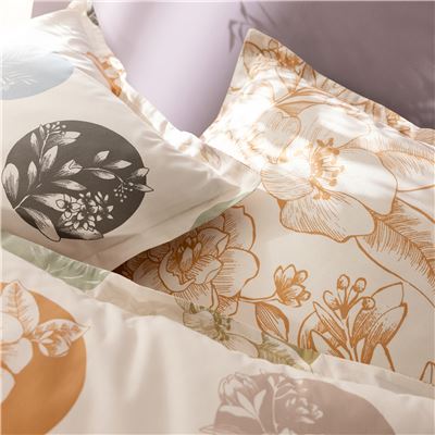 Linge de lit motif cercles à fleurs variées - BECQUET CRÉATION