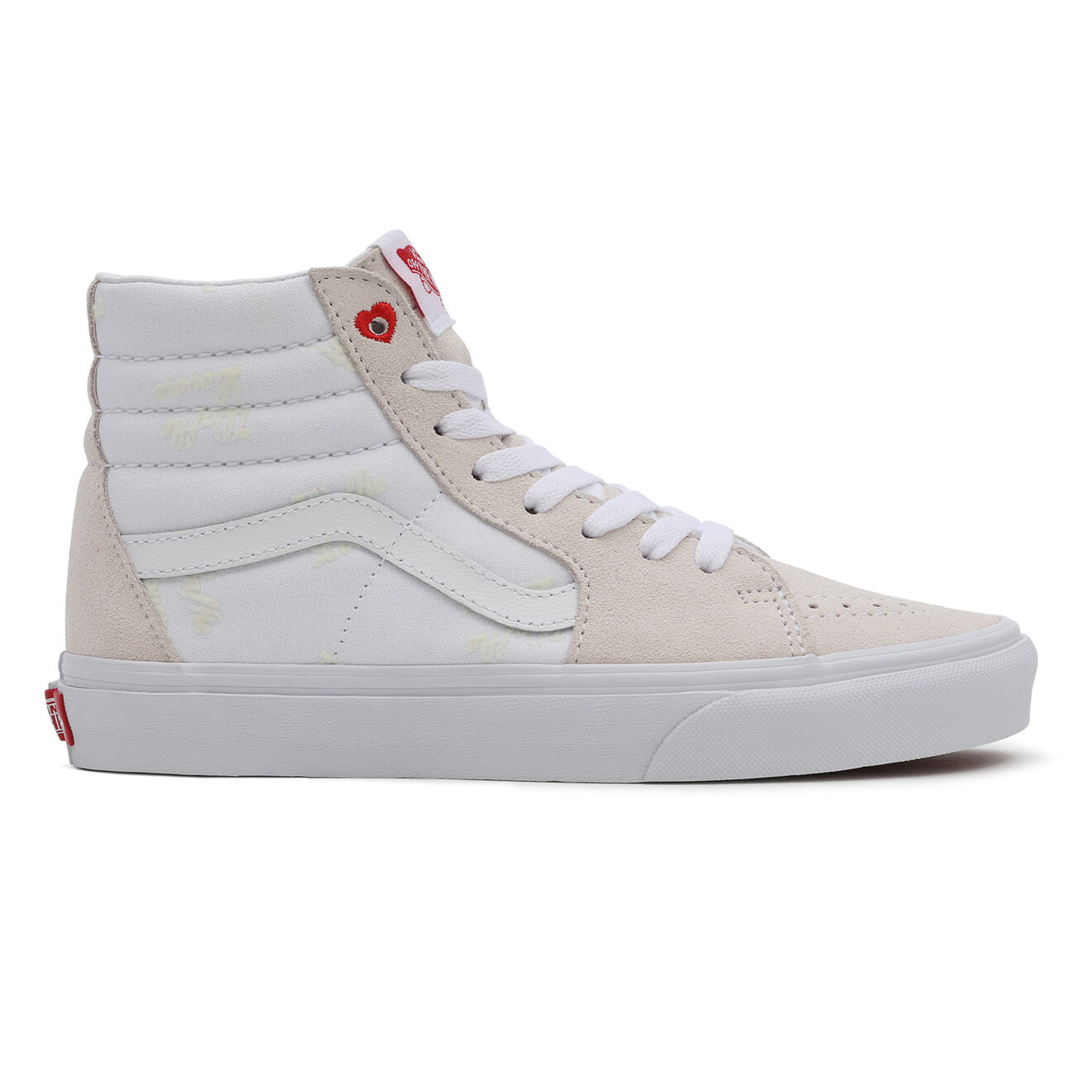 Vans Sneakers en Velours de Cuir & Textile SK8-Hi beige/blanc
