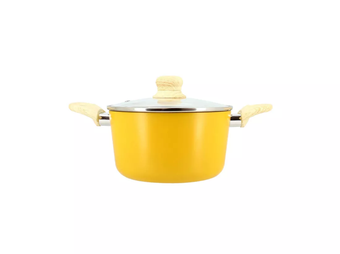 Menastyl - Faitout 20cm Colorama Safran - En Aluminium - Revetement Antiadhesif En Ceramique