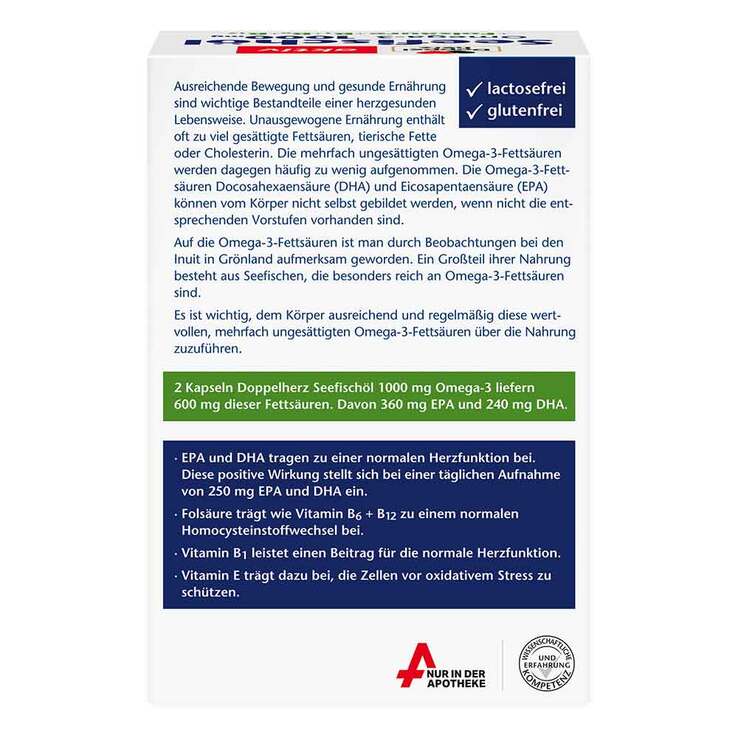 Doppelherz Seefischöl Omega-3 1000 mg+Folsäure Kapseln, 120 St