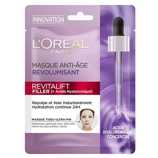 L'Oréal Paris Revitalift Filler +Acide Hyaluronique Masque Tissu Anti-Age