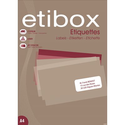 Etibox - 2400 Étiquettes adhésives blanches - 70 x 35 mm - Coins droits - réf 119750