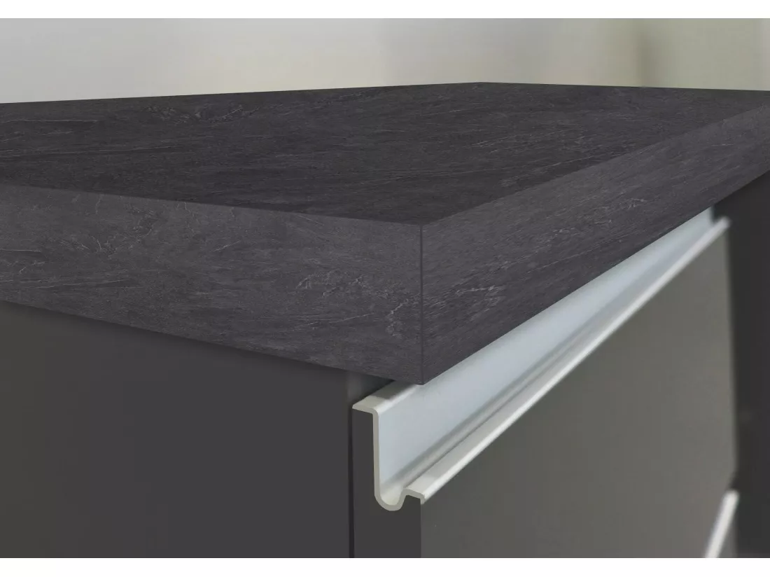 Îlot de cuisine Dcannaval, Armoire polyvalente, Meuble de kitchenette, Table auxiliaire, 100% Made in Italy, 160x90h90 cm, Anthracite et Ardoise
