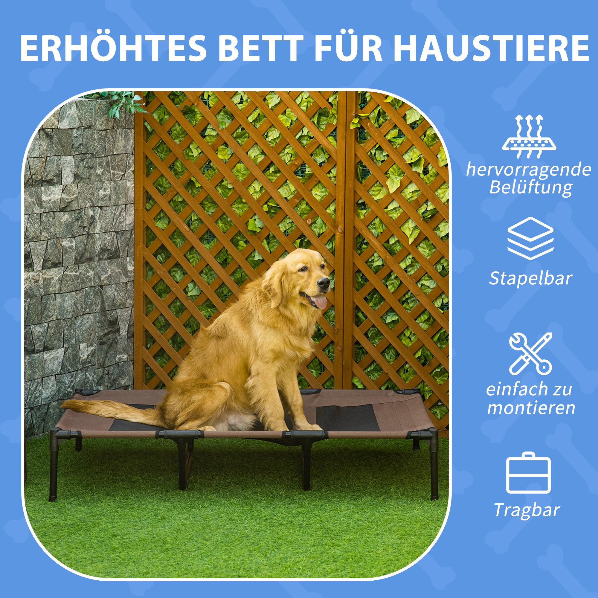 PawHut Hunde Liegeplatz inklusive Tragetasche 122 x 92 x 23 cm (LxBxH)