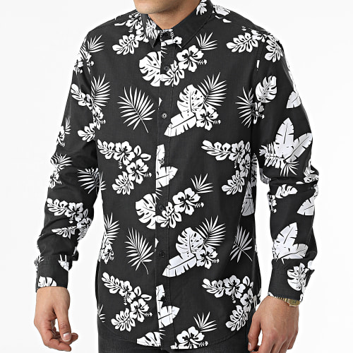 Chemise Manches Longues Floral H63130 Noir Blanc