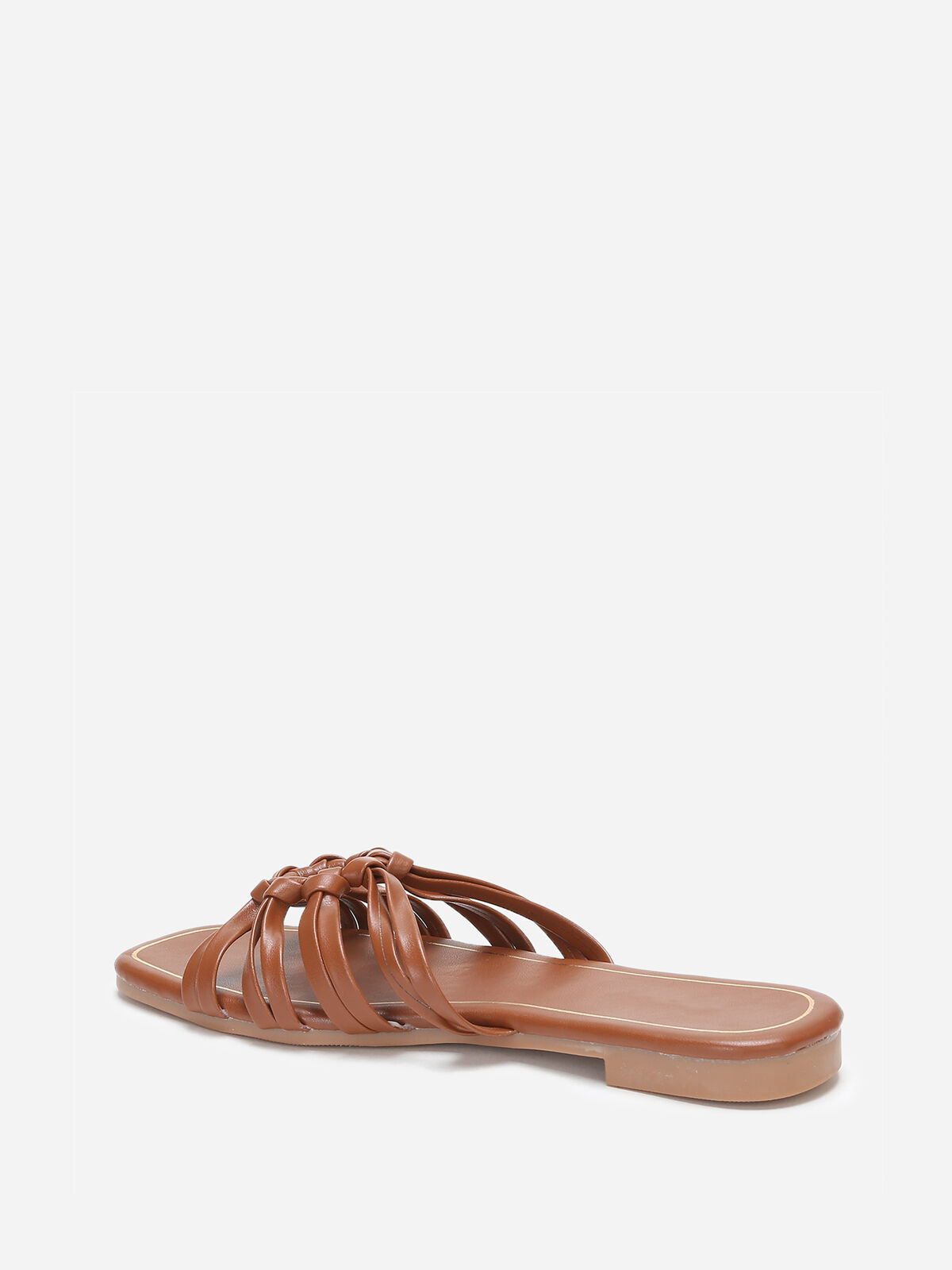 Mules à anneau dorée et fines brides- Camel