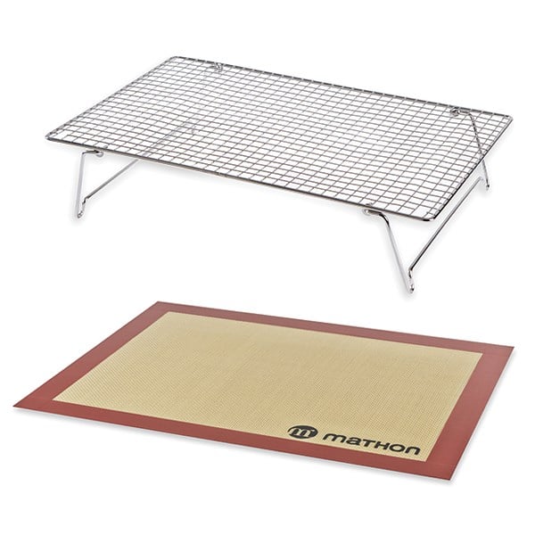 Lot Volette rectangulaire en inox avec tapis de cuisson en silicone Ma