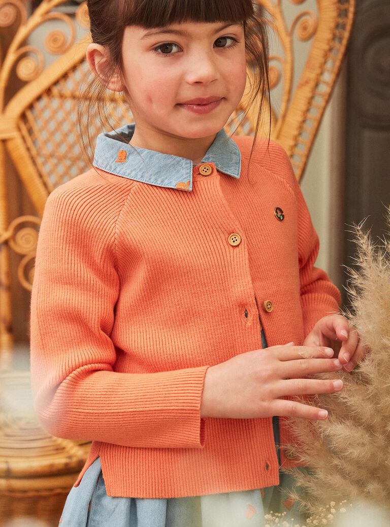 Cardigan orange en tricot