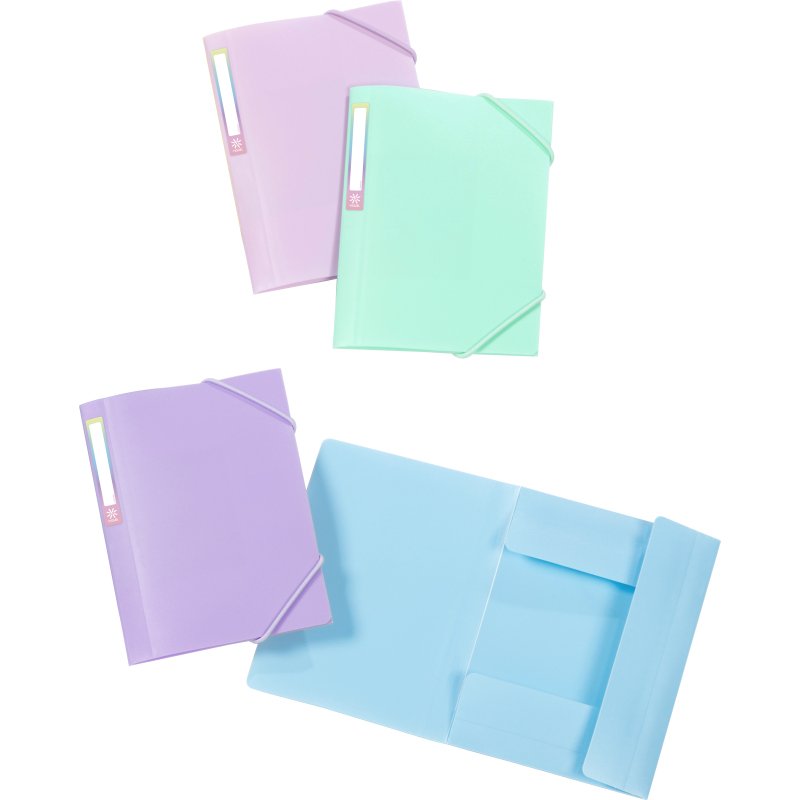 Chemise à élastique 3 rabats - 12 x16 cm - RAINBOW PASTEL VIQUEL - Coloris assortis