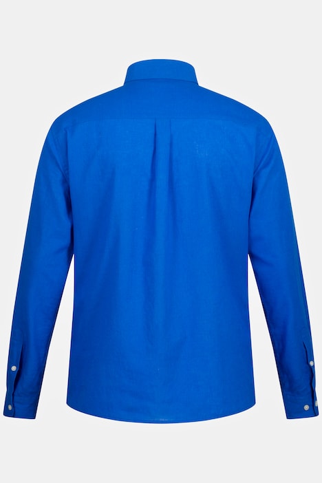 STHUGE Leinenmix-Hemd, Langarm, Modern Fit, Buttondown-Kragen, bis 8 XL