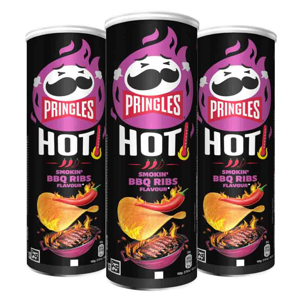 3x Pringles HOT Smokin' BBQ Ribs160 gr