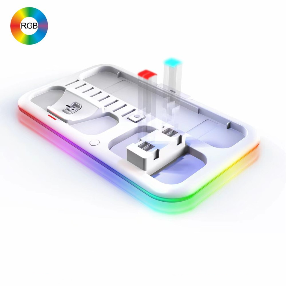 (5-fach) Ladestation Charging Dock für Nintendo Switch / OLED Joy-Con und Pro Controller   Spielehalterung mit RGB Beleuchtung - Schwarz