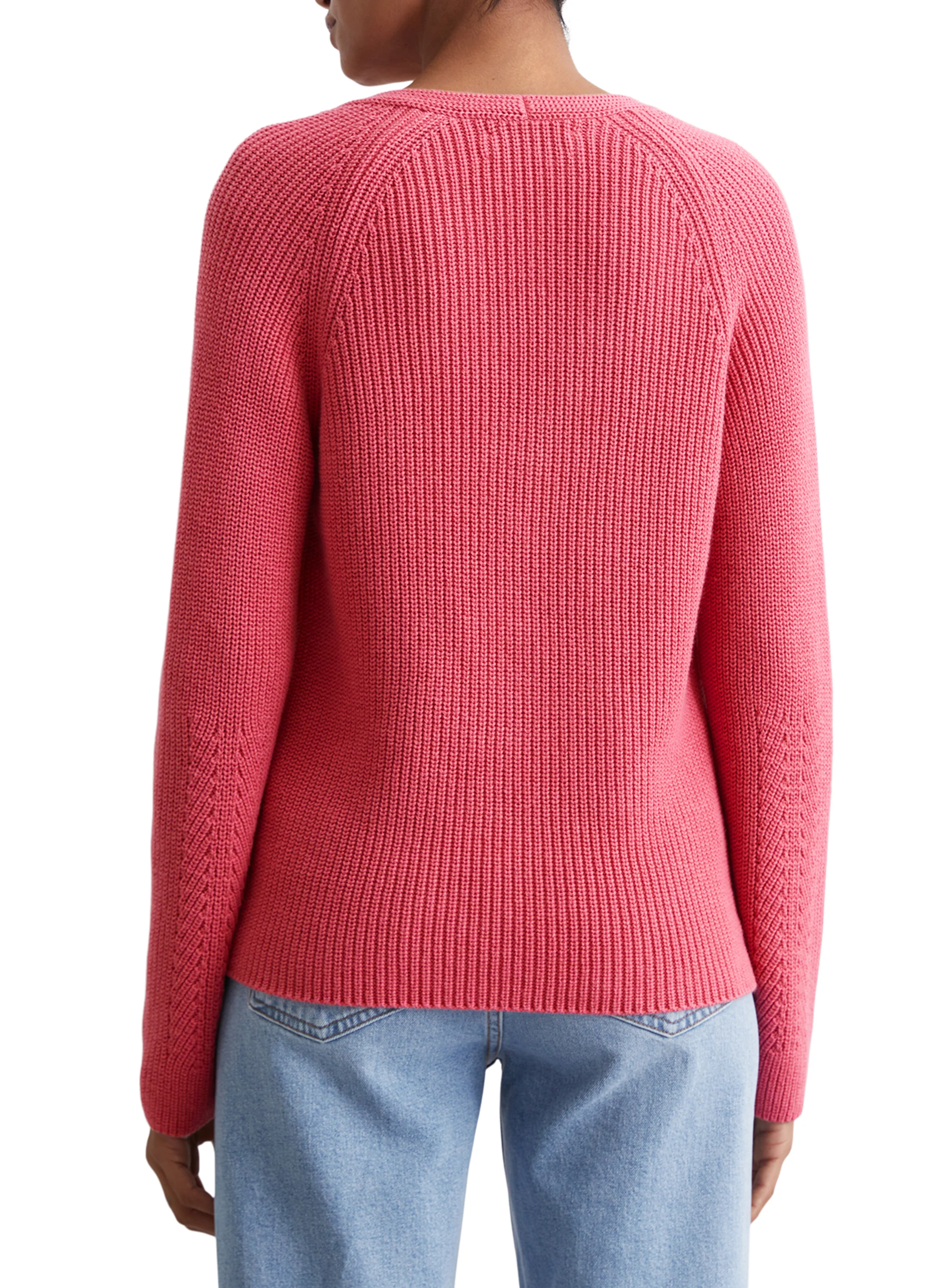Pull tricot col V en coton | Rose