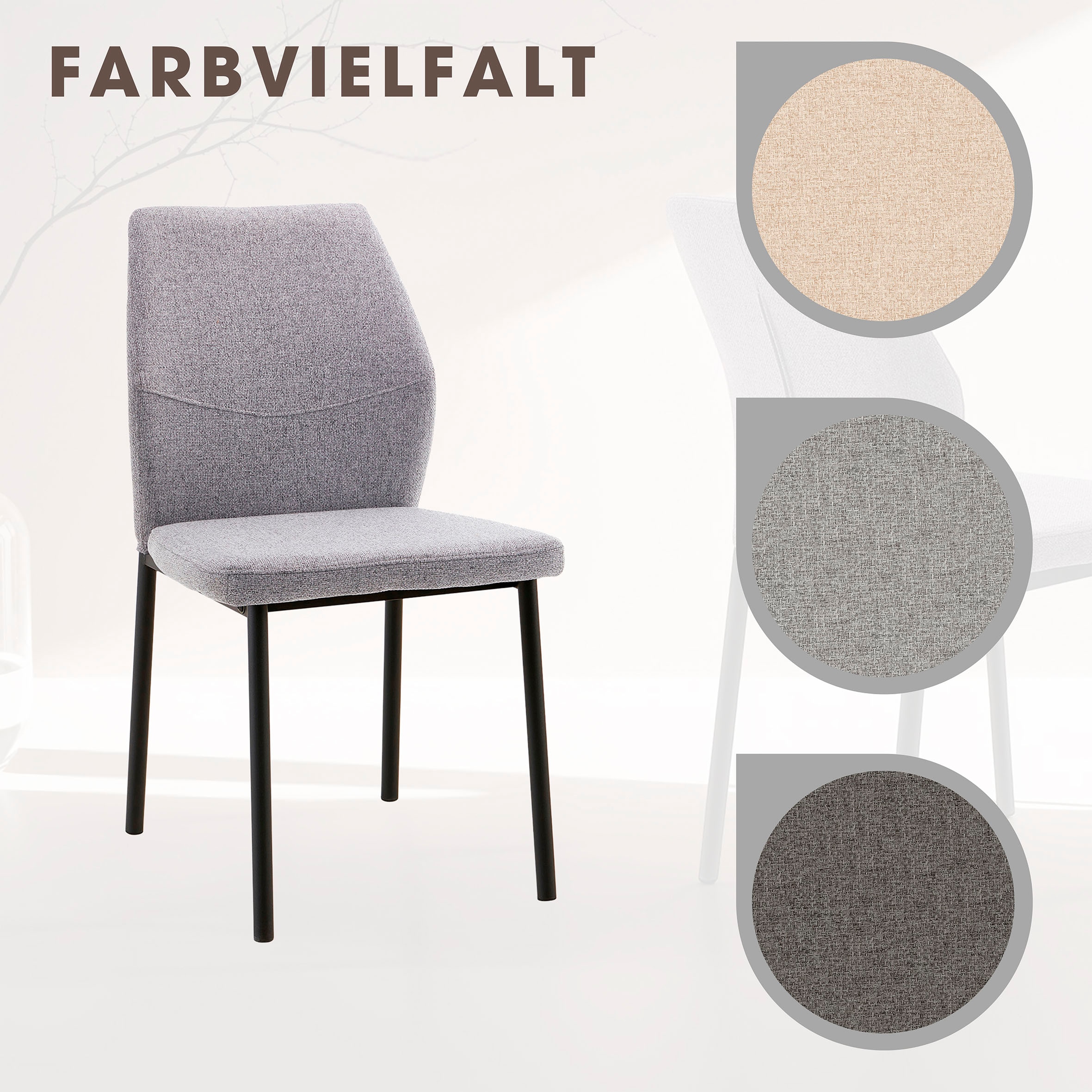 GOODproduct Essgruppe »Genf Tischgruppe, Esstisch plus 4 Stühle« Set, Otto's DAUERTIEFPREIS, 5 Stk. tlg. Küchentisch, 4 Stühle, moderne Tischplatte in eiche/schwarz