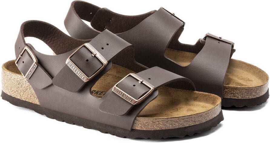 Birkenstock Milano Sandalen Dark Brown Regular-fit Bruin Imitatieleer