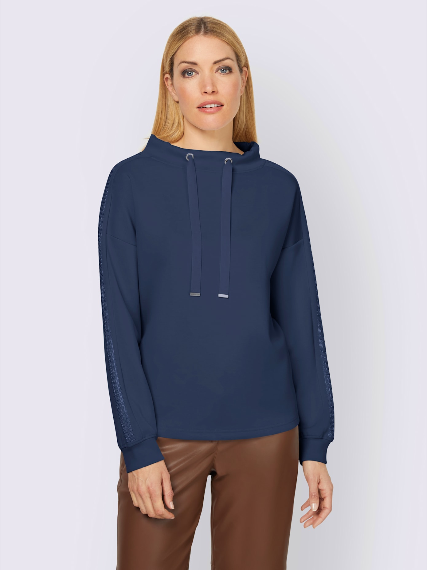 Sweat-shirt large col montant avec coulisse
