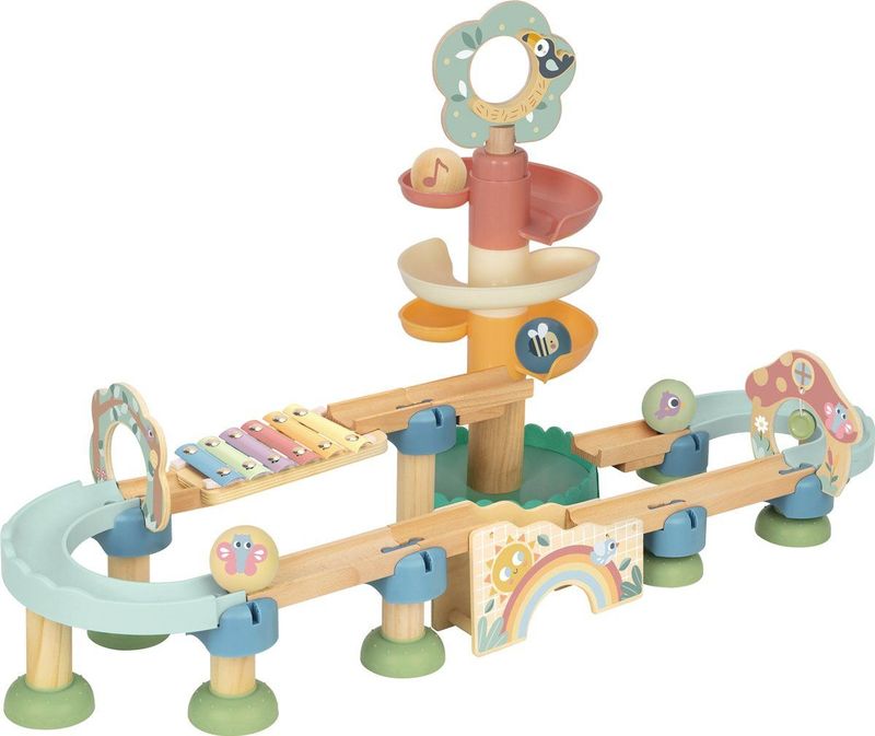 Tooky Toy Ball Drop set met 4 ballen - Knikkerbaan van hout - 43 delig - FSC Mix