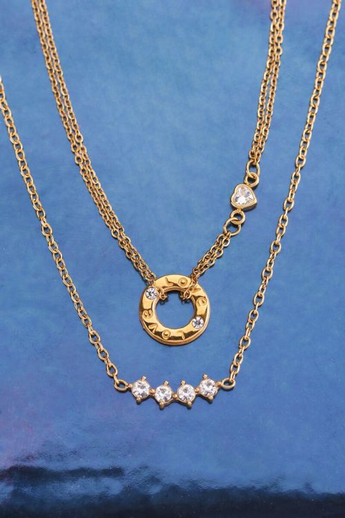 Ketting met ronde bedel & strass hartje