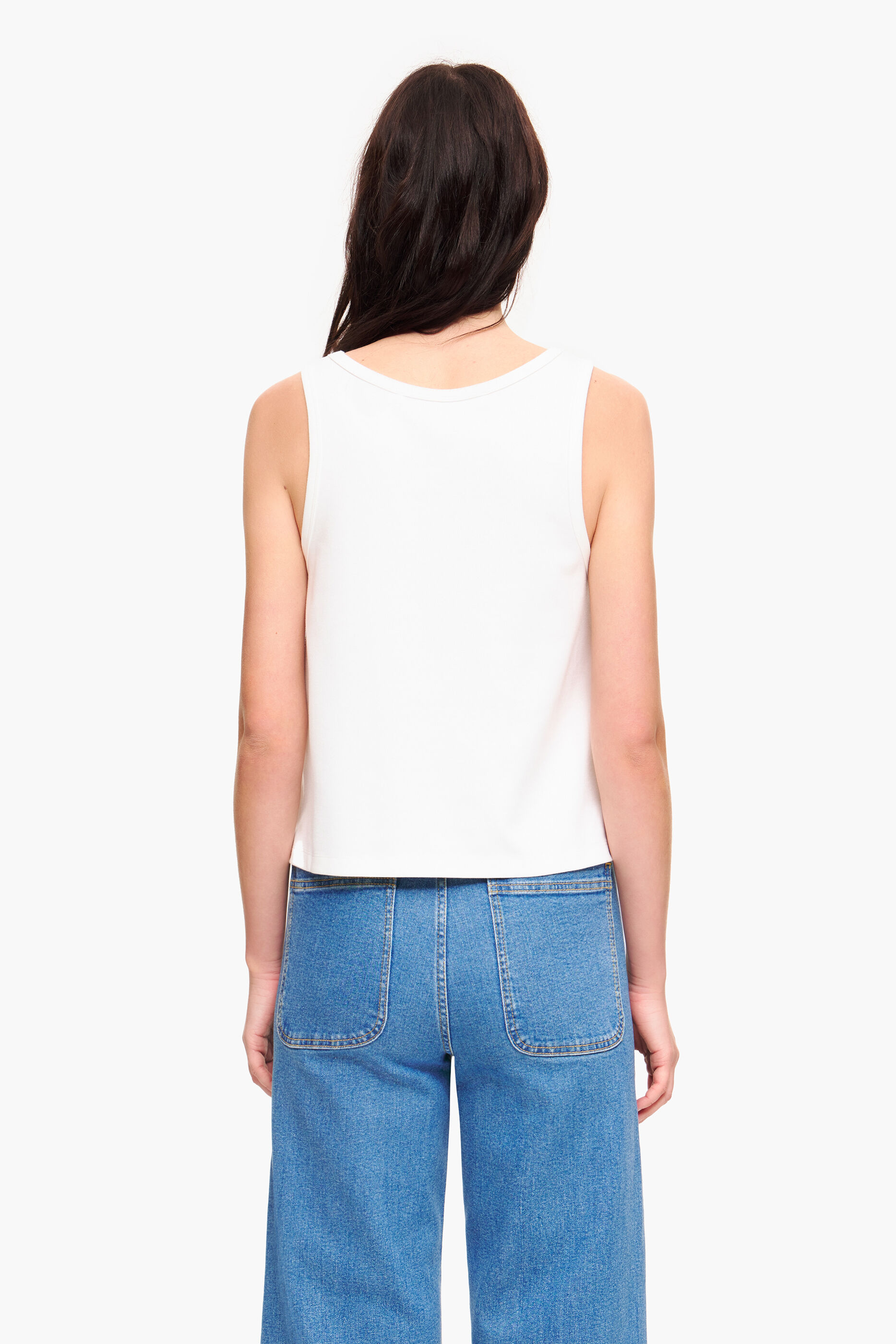 Camiseta sem mangas, malha Roma cor marfim