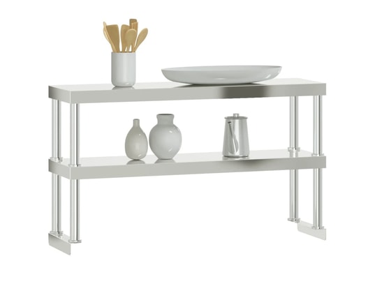 VIDAXL - Mobilier bar et restaurant étagère de table de travail à 2 niveaux 110x30x65 cm inox